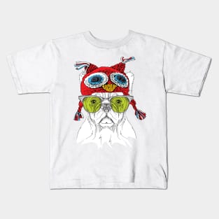 Christmas white pug Kids T-Shirt